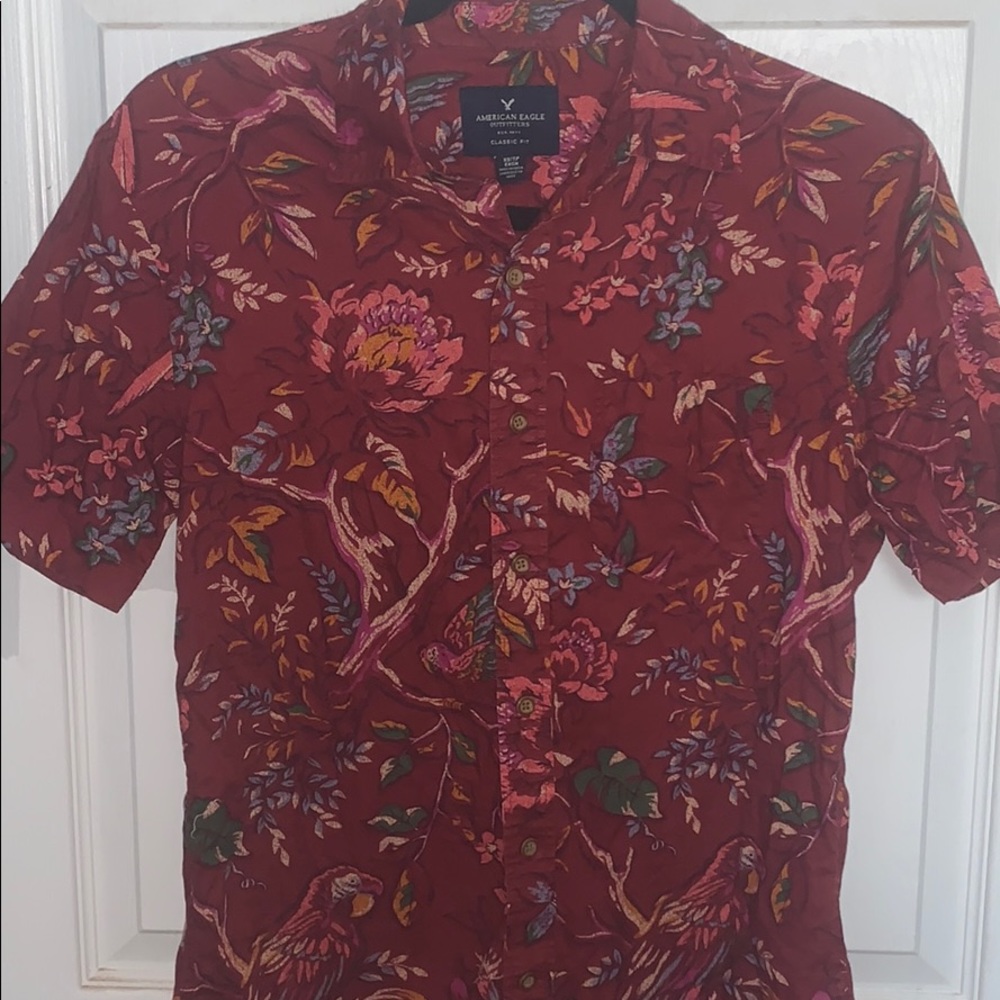 American eagle tropical button shirt